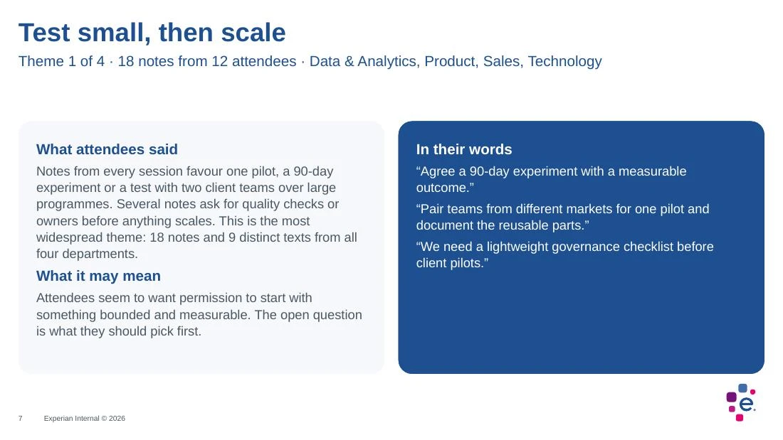 An editable theme slide generated from the fictional conference notes.